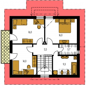 Mirror image | Floor plan of second floor - PREMIER 187